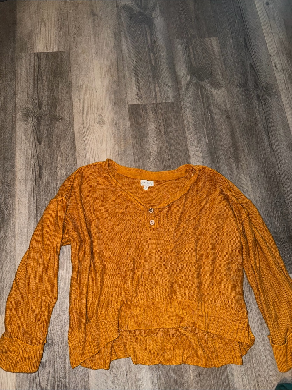 Wonderly Burnt Orange Scoop-Neck Button Knit Sweater